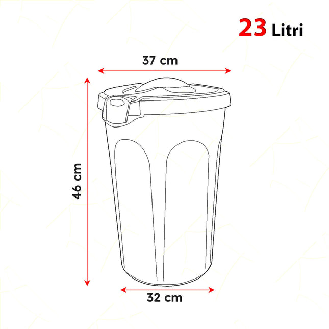 Stefanplast Bidone Multiuso Con Ganci 8/23/46 Litri Chiusura Sicura Colori Argento E Tortora 23 L Stefanplast