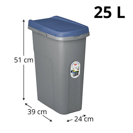 Bidone Spazzatura Plastica Coperchio Colorato Eco System 25L Cestino Rifiuti