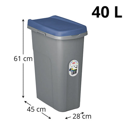 Bidone Spazzatura Plastica Coperchio Colorato Con Ruote Eco System 40L Cestino
