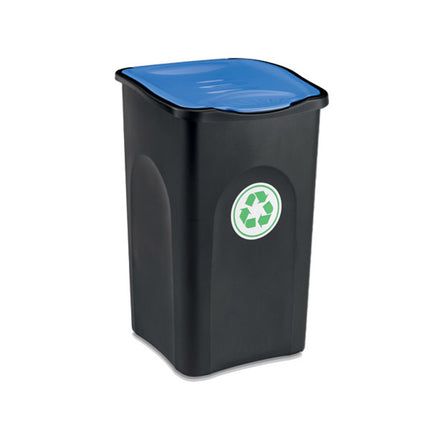 Stefanplast Pattumiera Ecogreen 50L – Bidone Raccolta Differenziata Con Coperchio Colorato (Giallo, Verde, Blu, Grigio) Cm 37X37X56H Per Interno Esterno