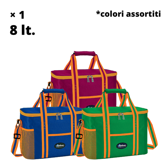 Zaino Borsa Termica Frigo 8-40 Lt Ermetico da Mare, Montagna, Viaggio – Isolante per Cibo e Bevande – Robusto Tessuto con Chiusura Zip e Fondo Rinforzato 8 lt. Uniflame