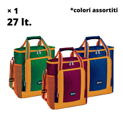 Zaino Borsa Termica Frigo 8-40 Lt Ermetico da Mare, Montagna, Viaggio – Isolante per Cibo e Bevande – Robusto Tessuto con Chiusura Zip e Fondo Rinforzato 27 lt. Uniflame