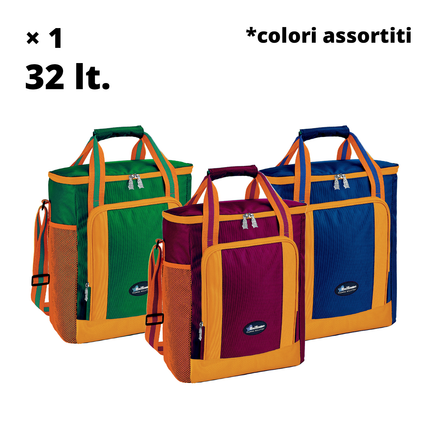 Zaino Borsa Termica Frigo 8-40 Lt Ermetico da Mare, Montagna, Viaggio – Isolante per Cibo e Bevande – Robusto Tessuto con Chiusura Zip e Fondo Rinforzato 32 lt. Uniflame
