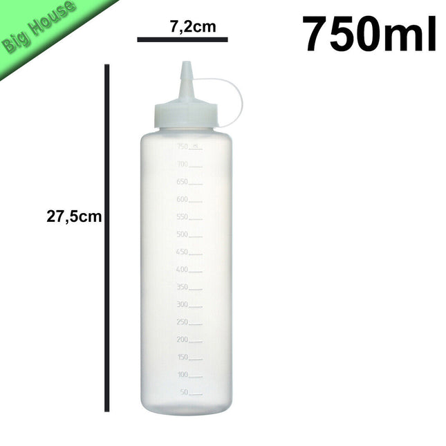 Cosmoplast Bottiglia Dosatore In Plastica Da 250Ml A 750Ml  Pasticceria Cucina Dolci Corsa
