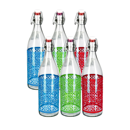 Bottiglie Grandi Vetro Forme Colorate con Tappo Ermetico Acqua Vino Olio Orzata