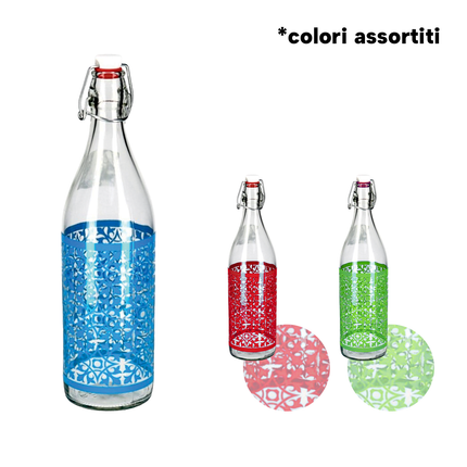 Bottiglie Grandi Vetro Forme Colorate con Tappo Ermetico Acqua Vino Olio Orzata