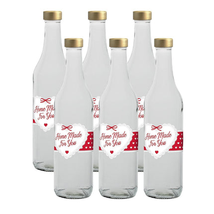 Bottiglie In Vetro Grande Con Tappo Cuori Per Bevande Acqua Olio Orzata 0,5 L