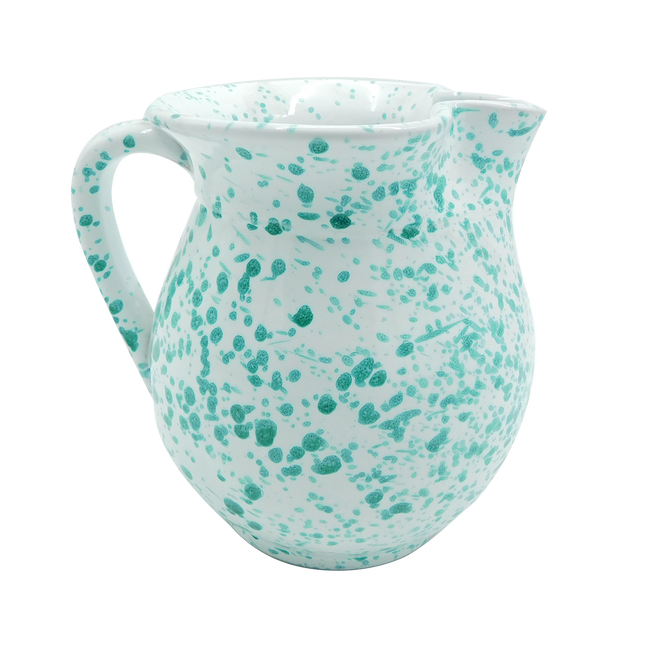 Benegiamo Brocca Panciuta Caraffa In Ceramica Chiazzata Per Bibite Da 0,25 / 0,50 / 1 Lt Schizzato Verde Benegiamo