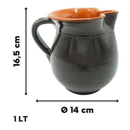 Benegiamo Brocca Panciuta Caraffa In Ceramica Terracotta Per Bibite Da 0,25 / 0,50 / 1 Lt
