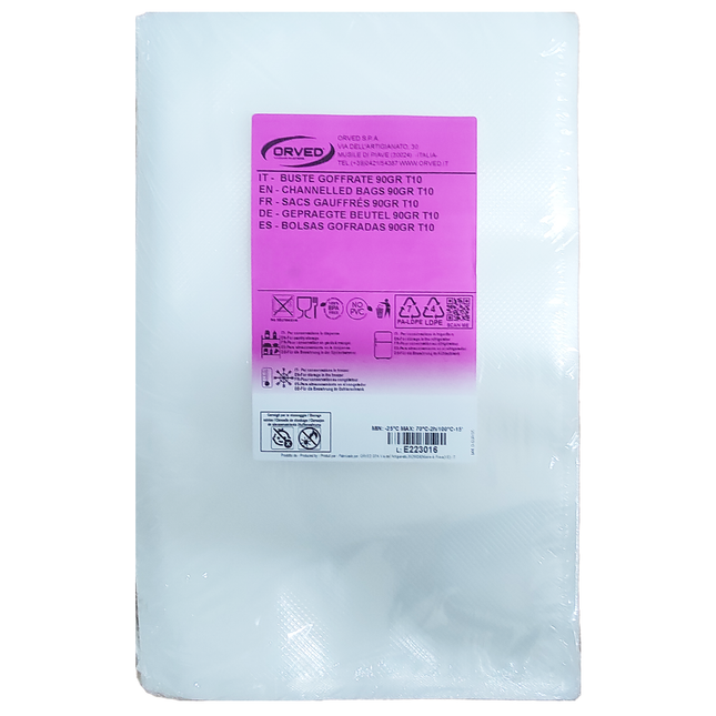 Buste Goffrate Ermetico 25 Sacchetti Sottovuoto Alimenti 12 × 20 cm Orved