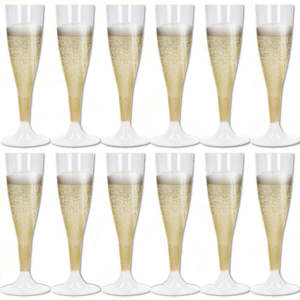 Calici Flute Plastica Trasparente Piedini Colorati 10Cl Feste Party Champagne