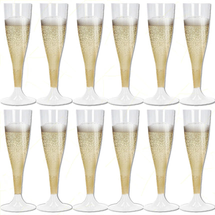 Calici Flute Plastica Trasparente Piedini Colorati 10Cl Feste Party Champagne