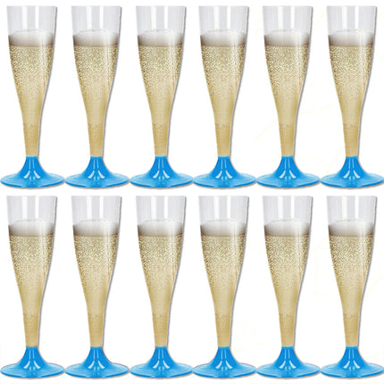 Calici Flute Plastica Trasparente Piedini Colorati 10Cl Feste Party Champagne