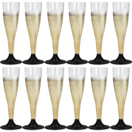 Calici Flute Plastica Trasparente Piedini Colorati 10Cl Feste Party Champagne