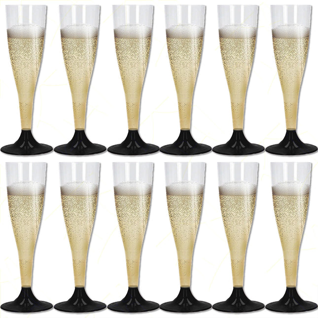 Real Dreams Calici Flute Plastica Trasparente Piedini Colorati 10Cl Feste Party Champagne Nero 6 Calici Real Dream