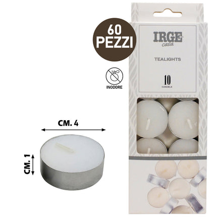 Candele Tealight Inodore Senza Fumo Durata 3,5 Ore Bianche Confezione 10-60 pz