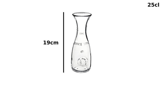 Bormioli Rocco Caraffa Per Acqua Vino Bottiglia A Bocca Larga In Vetro Da Tavola Ristorante LT 0,25 Bormioli Rocco