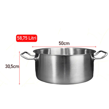 Pintinox Casseruola Fonda Master Acciaio Inox Triplo Fondo, Gas Elettrico Induzione cm 50 Pintinox