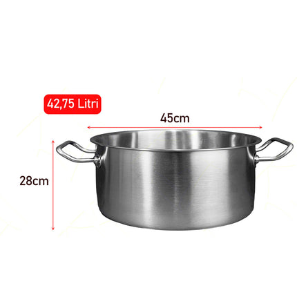Pintinox Casseruola Fonda Master Acciaio Inox Triplo Fondo, Gas Elettrico Induzione CM.45 Pintinox