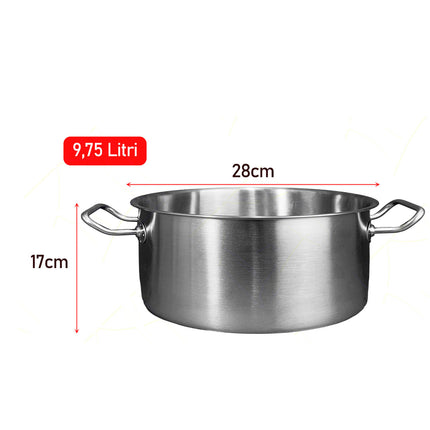 Pintinox Casseruola Fonda Master Acciaio Inox Triplo Fondo, Gas Elettrico Induzione cm 28 Pintinox
