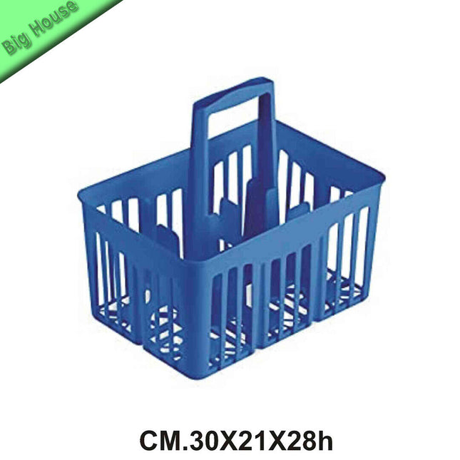 Stefanplast Cassetta Portabottiglie Vino In Plastica Con Manico 6 Posti Per Bottiglie Da 1 L Blu Stefanplast