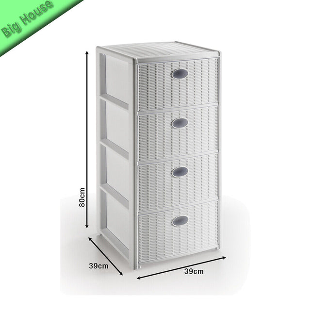 Cassettiera Elegance 4 Cassetti Bianca Mobiletto Bagno Camera 39X39X80H Cm Bianco Stefanplast