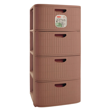 Stefanplast Cassettiera Mobiletto 4 Cassetti Plastica Riciclata Domus Moderna Made in Italy Mocha Mousse Stefanplast
