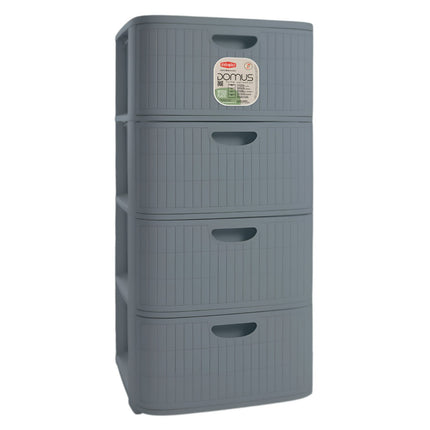 Stefanplast Cassettiera Mobiletto 4 Cassetti Plastica Riciclata Domus Moderna Made in Italy Smoky Blue Stefanplast