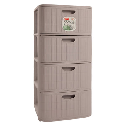 Stefanplast Cassettiera Mobiletto 4 Cassetti Plastica Riciclata Domus Moderna Made in Italy Greige Stefanplast