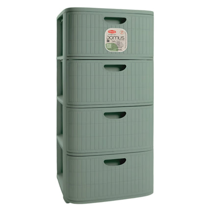 Stefanplast Cassettiera Mobiletto 4 Cassetti Plastica Riciclata Domus Moderna Made in Italy Green Tea Stefanplast