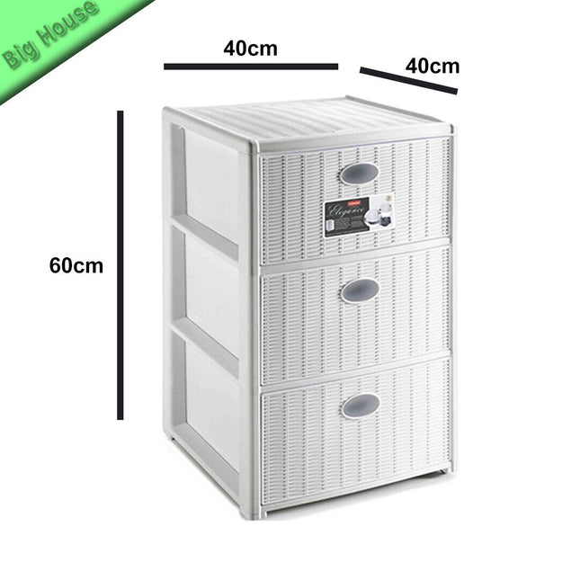 Cassettiera In Plastica Portaoggetti Elegance 3 Cassetti 40×40×60H Cm Colorato Bianco Stefanplast