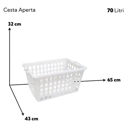 Cesta Pane Alimenti Polietilene 70L/100L Aperta Chiusa Impilabile Made in Italy Cesta Aperta 70L Linea Plastica Scudieri