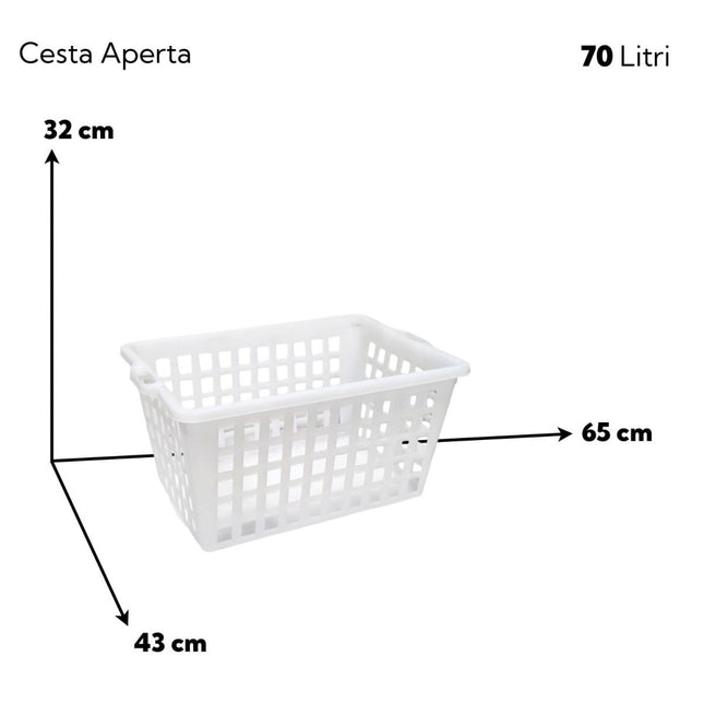 Cesta Pane Alimenti Polietilene 70L/100L Aperta Chiusa Impilabile Made in Italy Cesta Aperta 70L Linea Plastica Scudieri