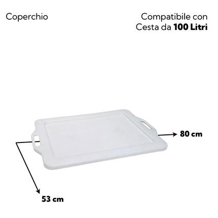 Cesta Pane Alimenti Polietilene 70L/100L Aperta Chiusa Impilabile Made in Italy Coperchio 100L Linea Plastica Scudieri