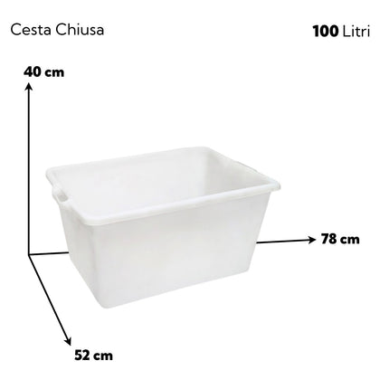 Cesta Pane Alimenti Polietilene 70L/100L Aperta Chiusa Impilabile Made in Italy Cesta Chiusa 100L Linea Plastica Scudieri