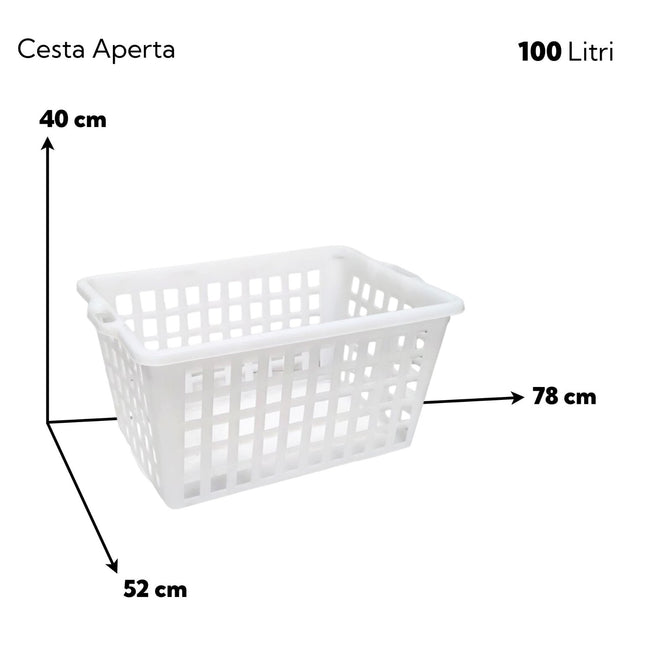Cesta Pane Alimenti Polietilene 70L/100L Aperta Chiusa Impilabile Made in Italy Cesta Aperta 100L Linea Plastica Scudieri