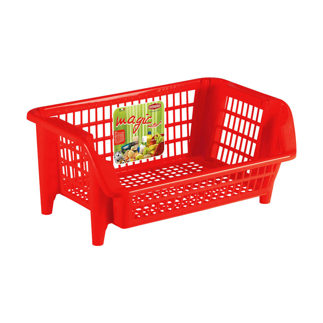 Cestelli Impilabili Da Cucina Magic Cestini Bagno Portaoggetti Multiuso Grandi Rosso Stefanplast