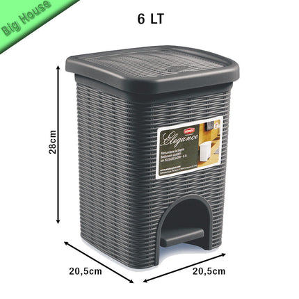 Cestino Da Bagno In Plastica Elegance 6L Panni Sporchi E Intimo Bidone Basso