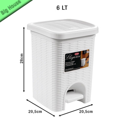 Cestino Da Bagno In Plastica Elegance 6L Panni Sporchi E Intimo Bidone Basso