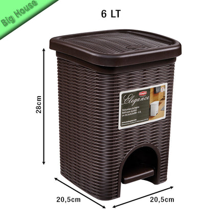 Cestino Da Bagno In Plastica Elegance 6L Panni Sporchi E Intimo Bidone Basso