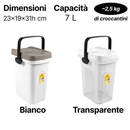 Contenitore Ermetico Croccantini Cane Gatto Porta Crocchette Animali Domestici