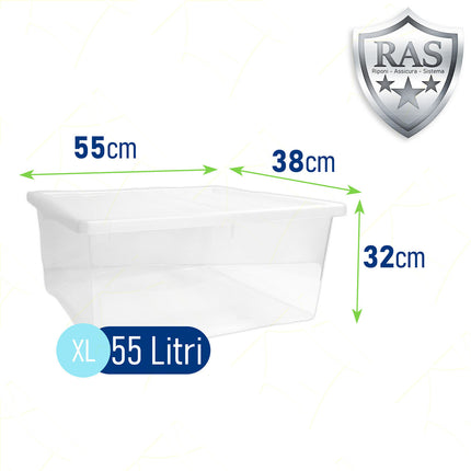 Contenitore Trasparente Storage Box con Coperchio Plastica Casa Ufficio Garage