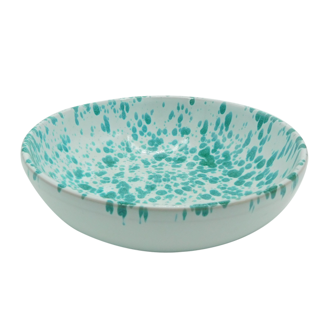 Benegiamo Coppetta Coppa Ciotola In Terracotta Chiazzata Piatto Fondo Grande Pasta Zuppa Schizzato Verde Benegiamo