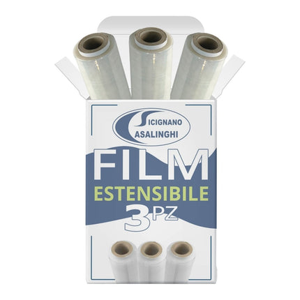 Casalinghi Sicignano Film Estensibile Manuale Trasparente per Imballaggi 1-3-6 Bobine 2,6kg 50cm Anima Ø4,7cm 3 Rotoli Casalinghi Sicignano