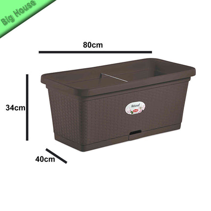Fioriera Natural In Plastica Rettangolare Vaso Per Piante Fiori 80×40×34 Cm