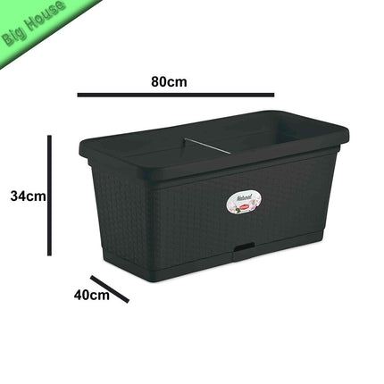 Fioriera Natural In Plastica Rettangolare Vaso Per Piante Fiori 80×40×34 Cm