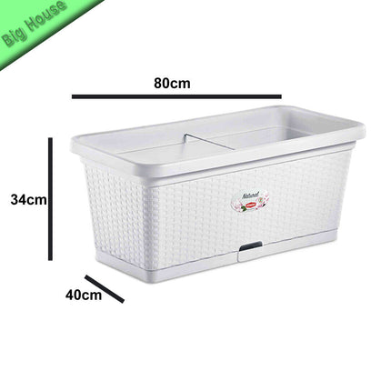 Fioriera Natural In Plastica Rettangolare Vaso Per Piante Fiori 80×40×34 Cm