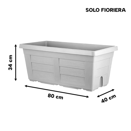 Bama Fioriera Vaso Da Giardino Grande Effetto Legno Resina Piante Fiori 80×40×34H Cm