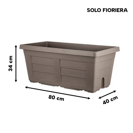 Bama Fioriera Vaso Da Giardino Grande Effetto Legno Resina Piante Fiori 80×40×34H Cm