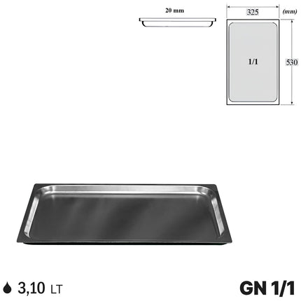 Comas Vaschette Acciaio Inox Gastronorm Gn 1/1  Contenitori Bacinelle Vassoio 530X325Mm Piene E Forate